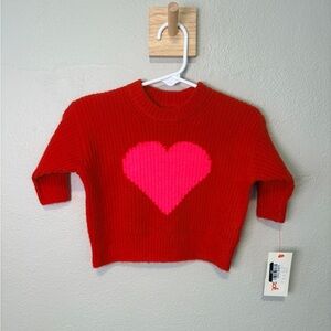 Cat & Jack Red Sweater with Pink Heart
